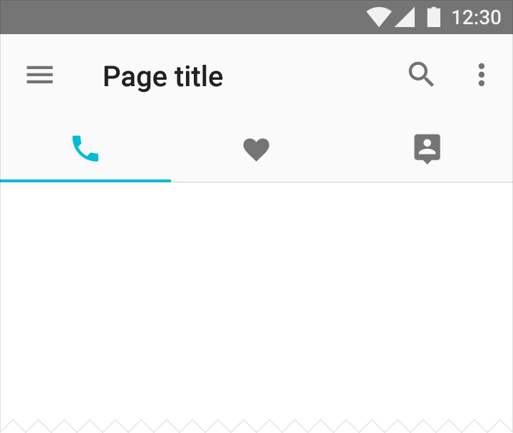 Material Design fixed mobile tabs with icons only