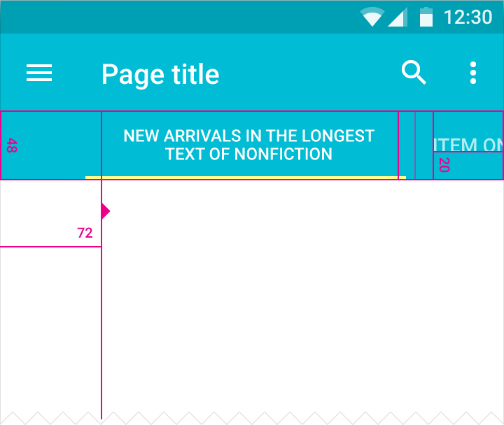 Scrollable tab with wrapped text, avoiding long labels - Material Design