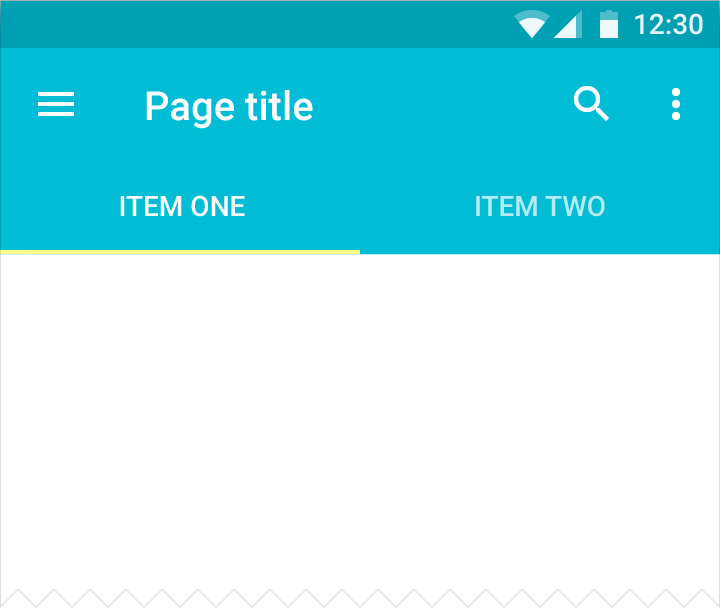 Material Design mobile portrait with fixed text tabs