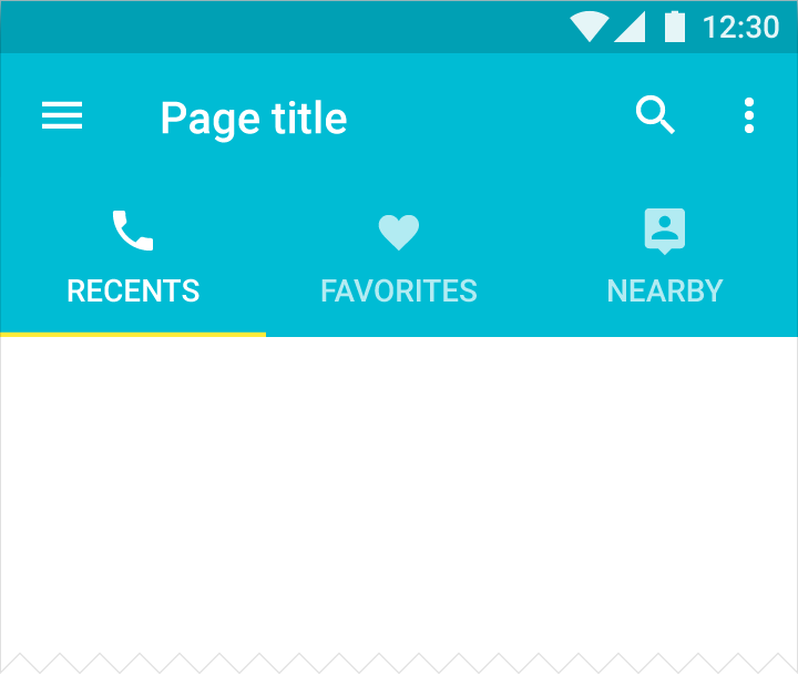 Material Design fixed tabs with icons and text on mobile