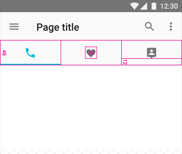 Material Design: Fixed mobile tabs with icons only