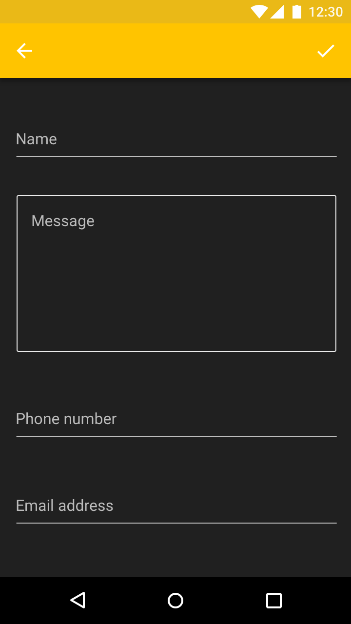 Material Design 中的消息框文本区域