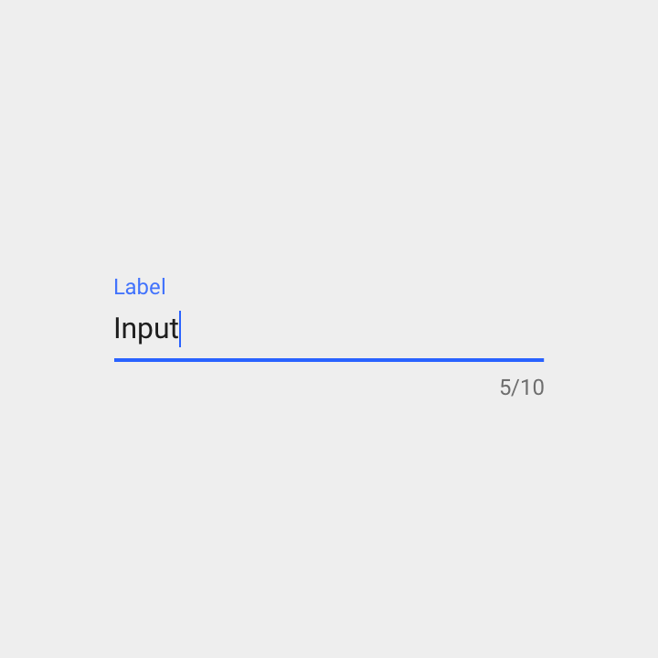 Material Design 中的字符计数器,最多 10 字符,已输入 5