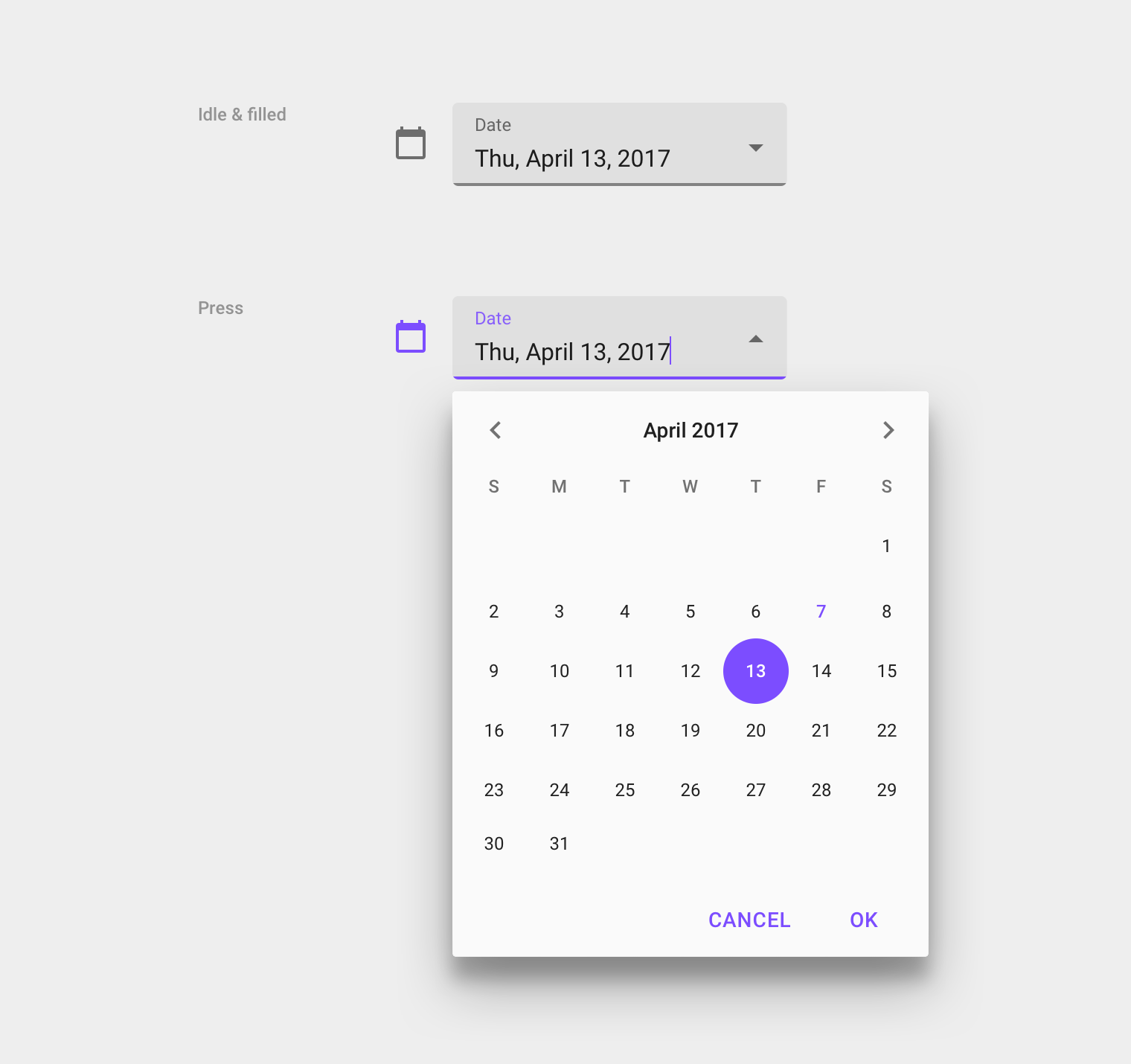 Material Design 中的图标和日期选择器