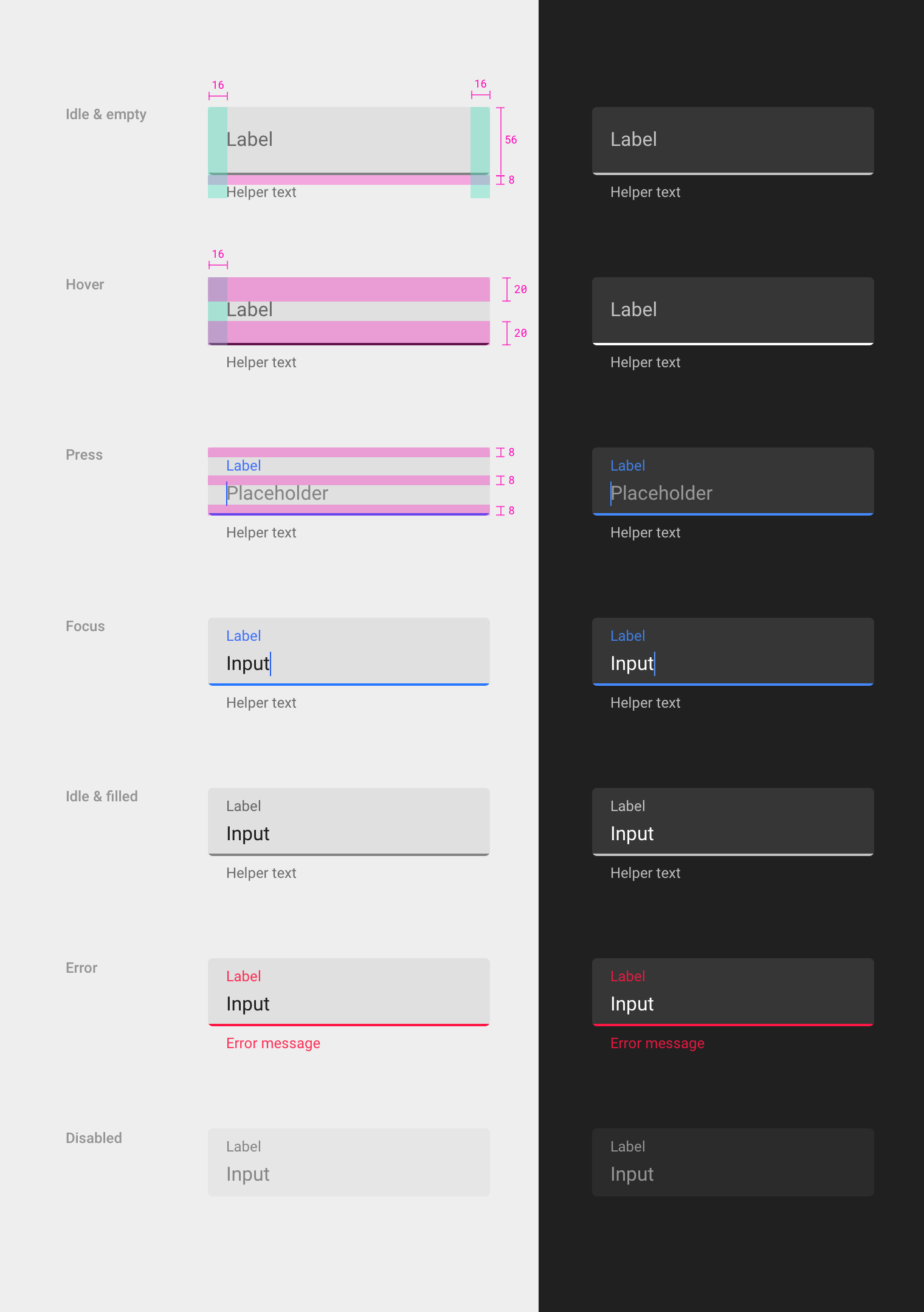 Material Design 中的矩形文本框状态