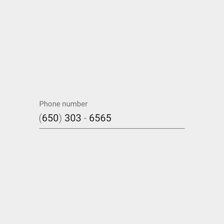 Material Design 中的电话号码输入格式化示例