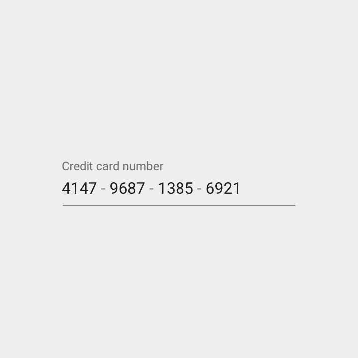 Material Design 中的信用卡号码输入格式化