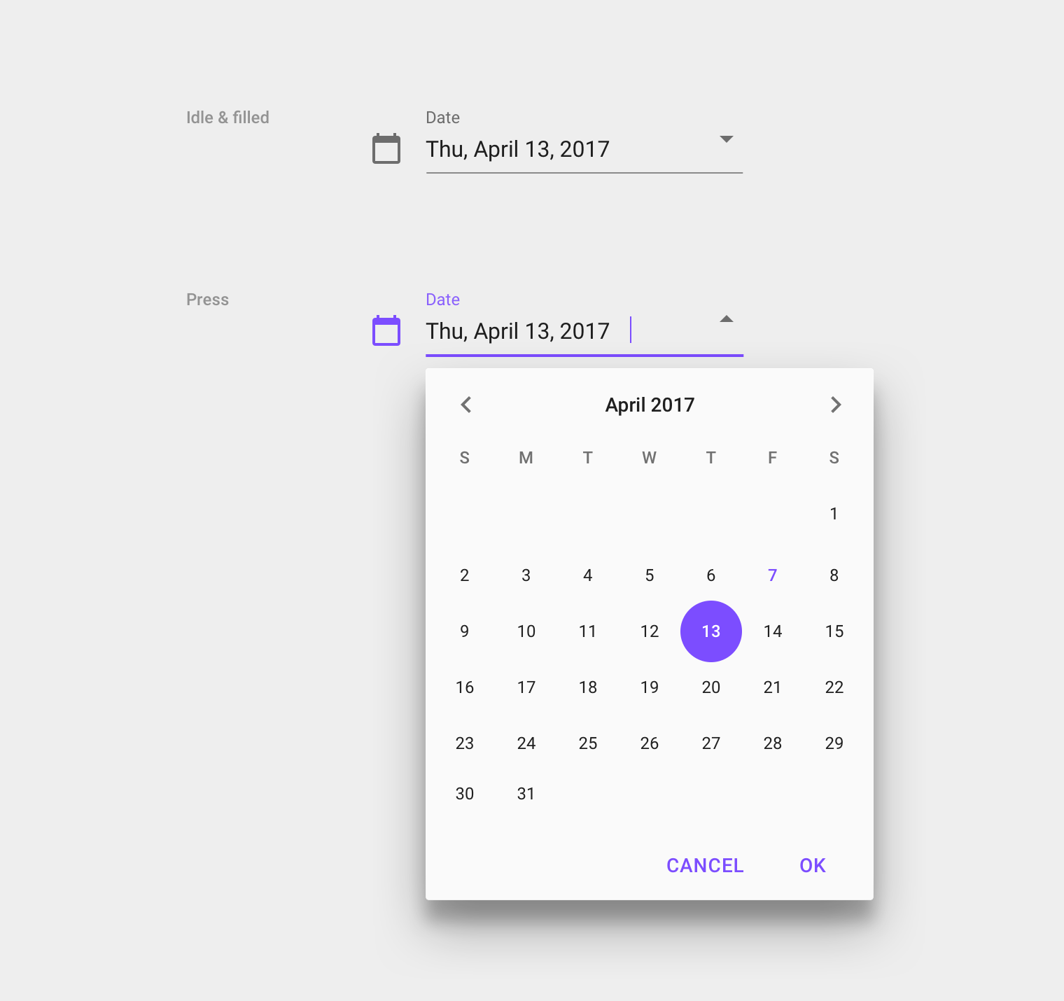 Material Design 的日期选择文本框