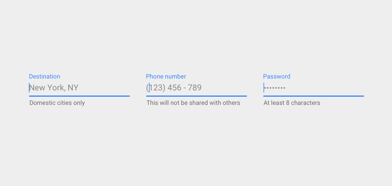 Material Design 中的占位符文本指导用户输入