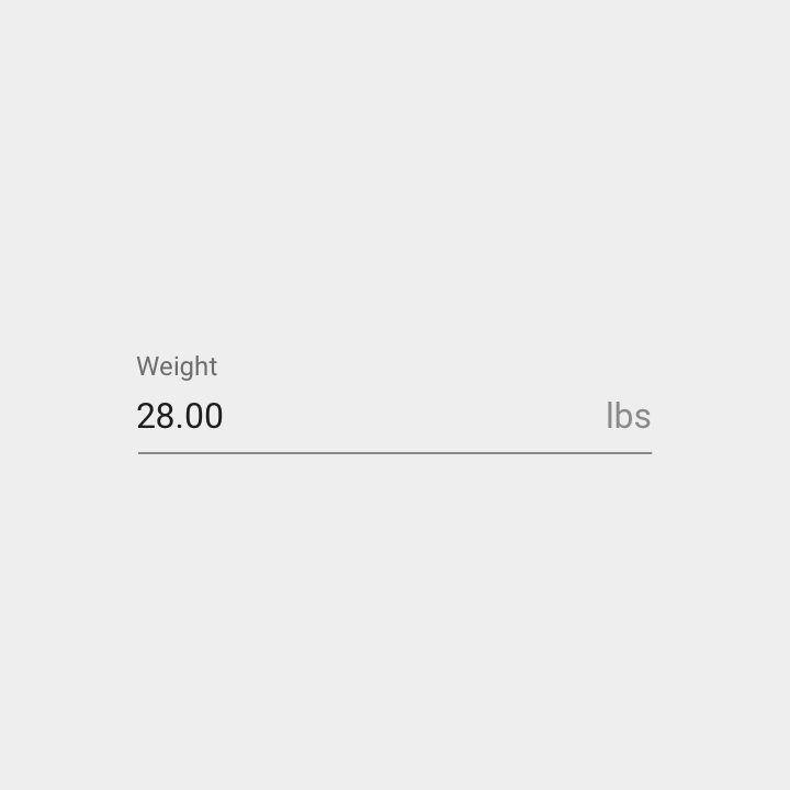 Material Design 文本框中的重量后缀