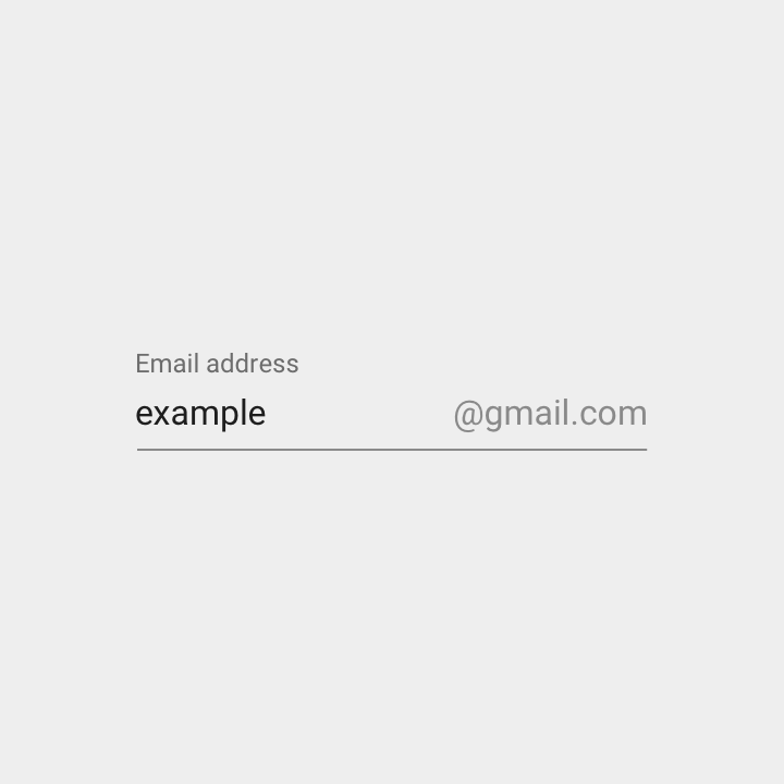 Material Design 文本框中的邮箱域名后缀