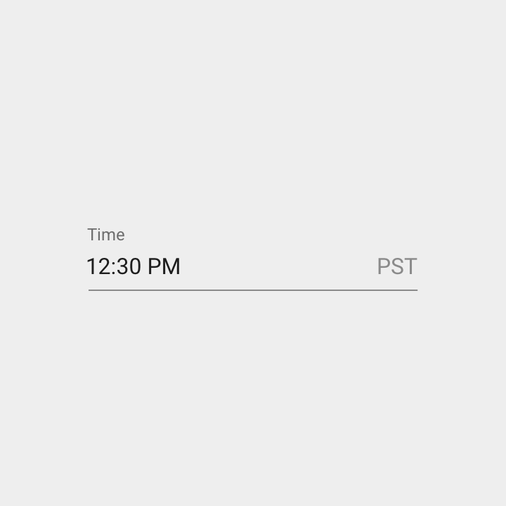 Material Design 文本框中的时区后缀