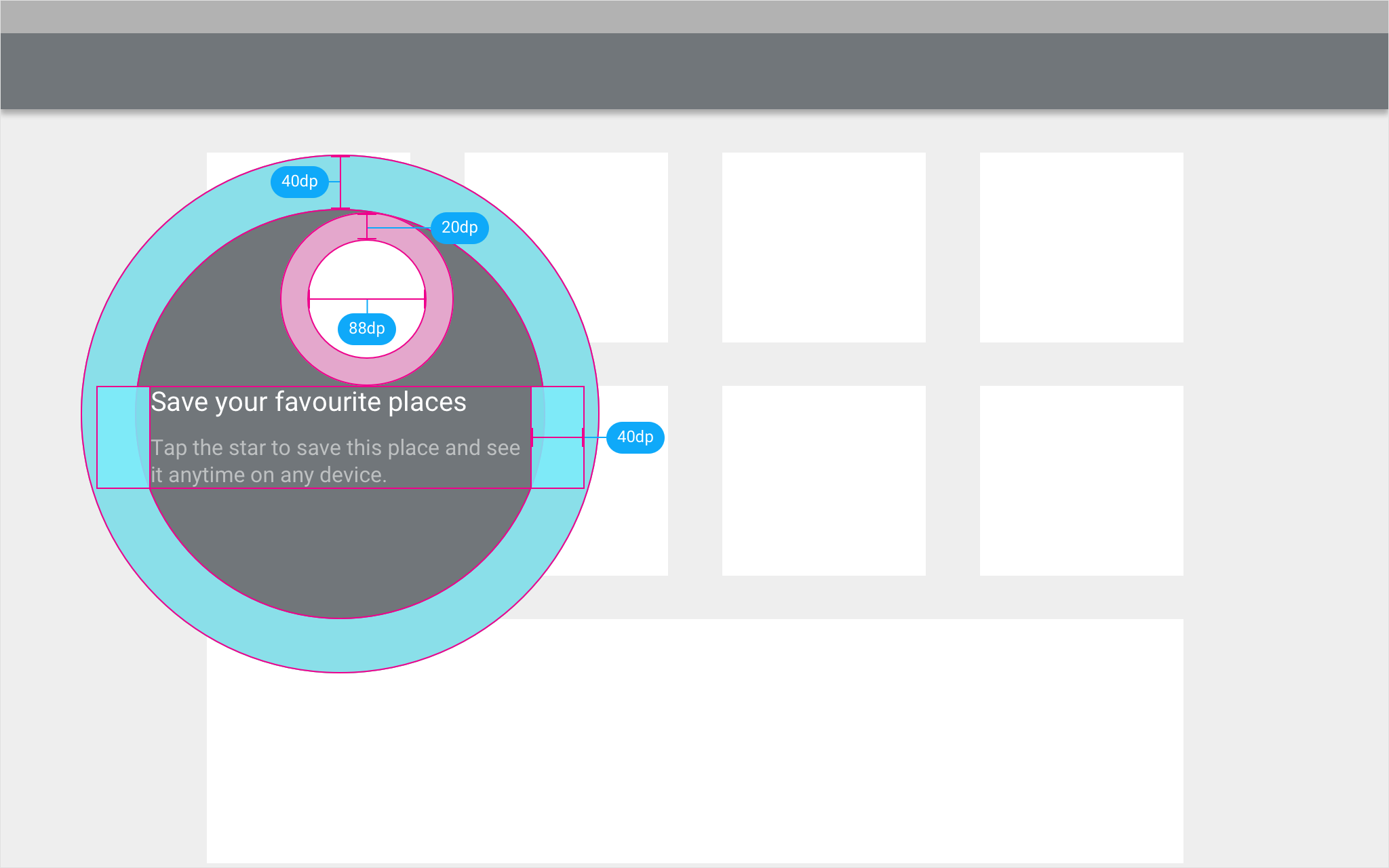 Material Design prompt positions for small tap targets