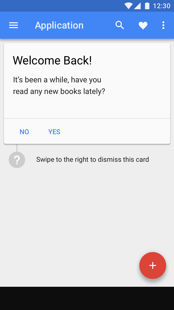 Material Design feature discovery hint text