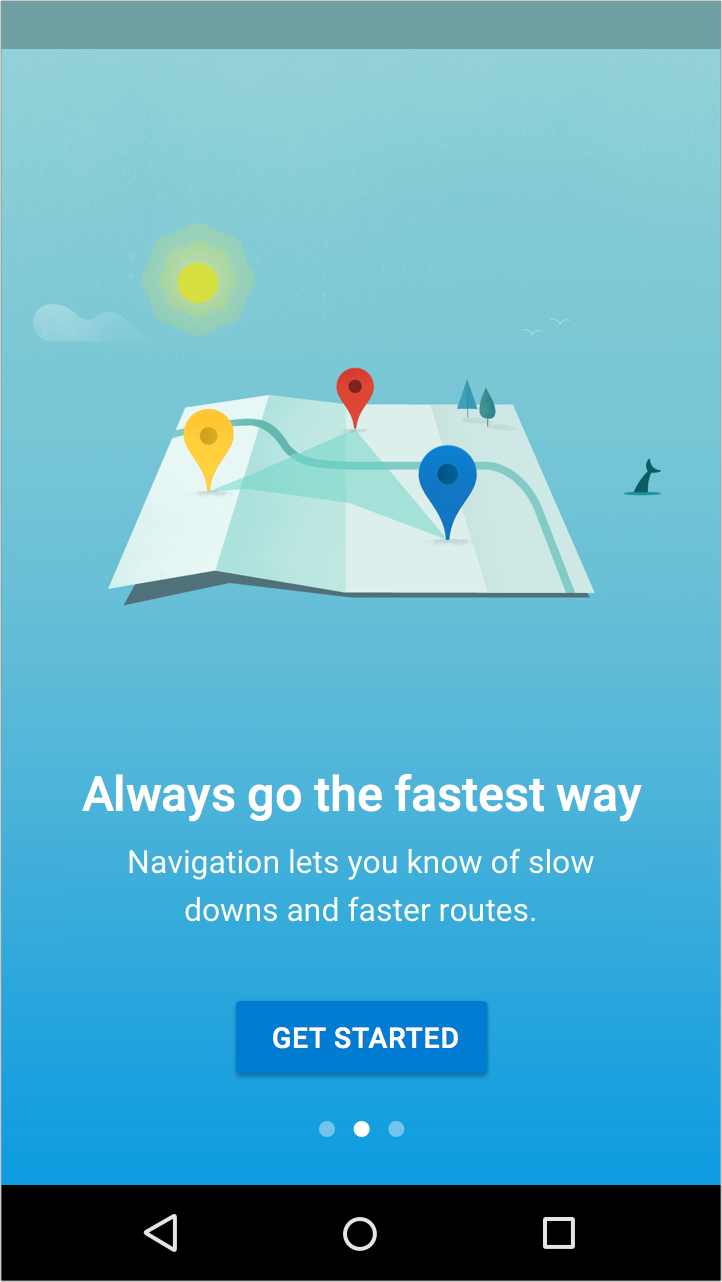 Material Design onboarding illustration for directions benefits