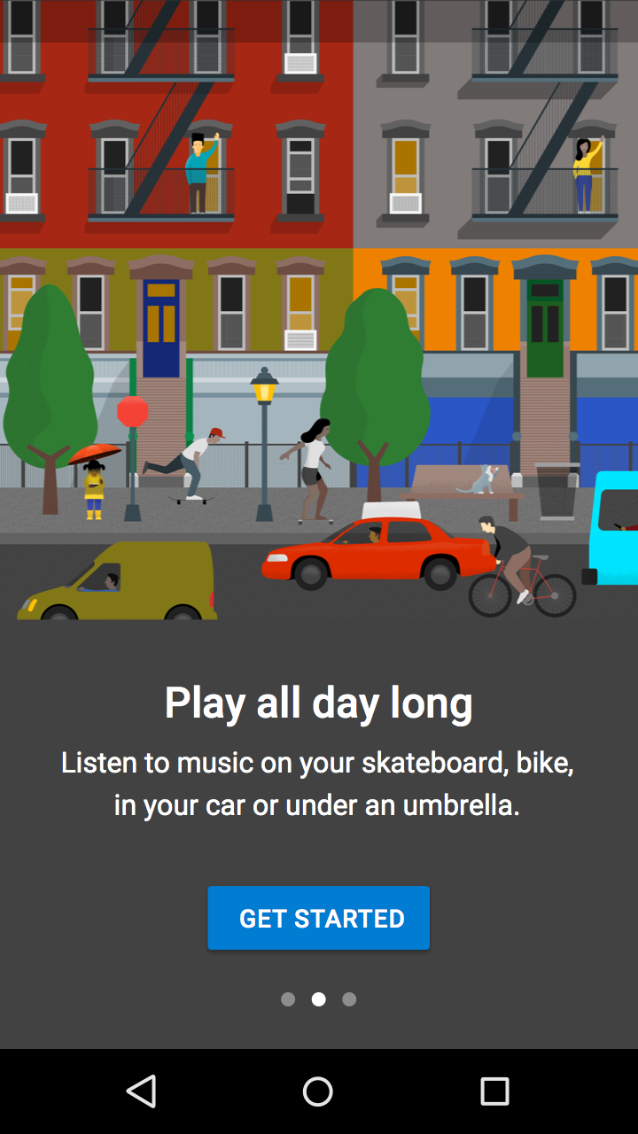 Onboarding with no focus, showcasing Material Design
