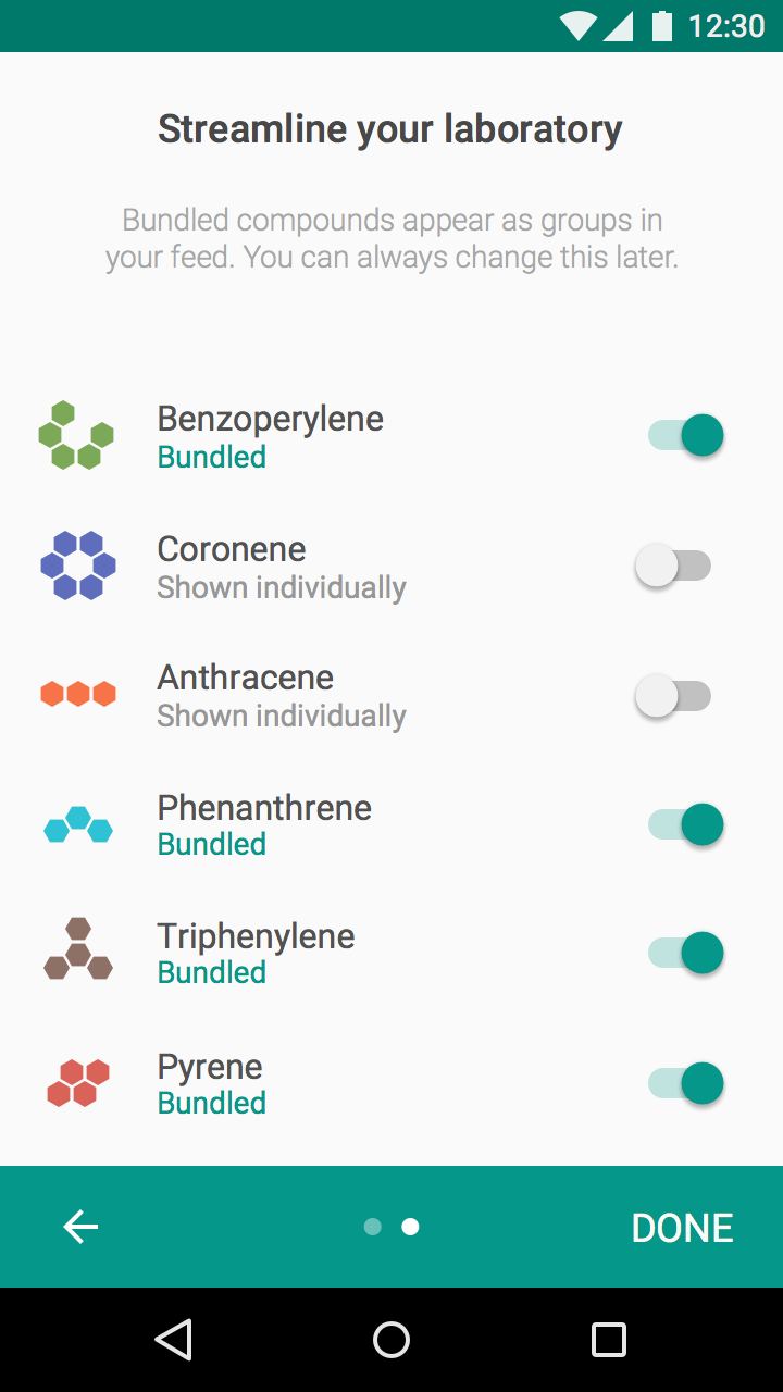 Material Design onboarding for user customization