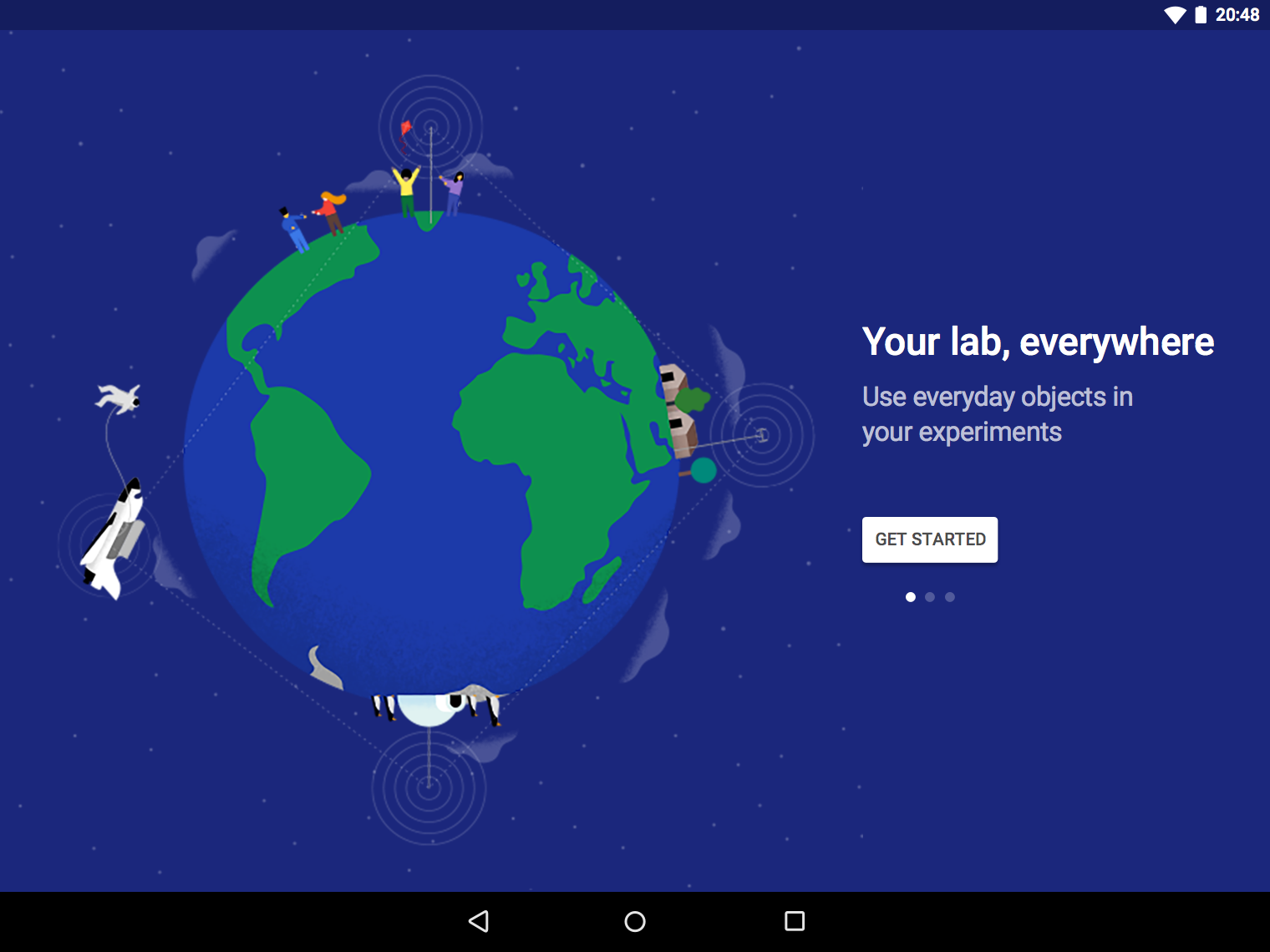 Material Design onboarding for tablet in landscape mode