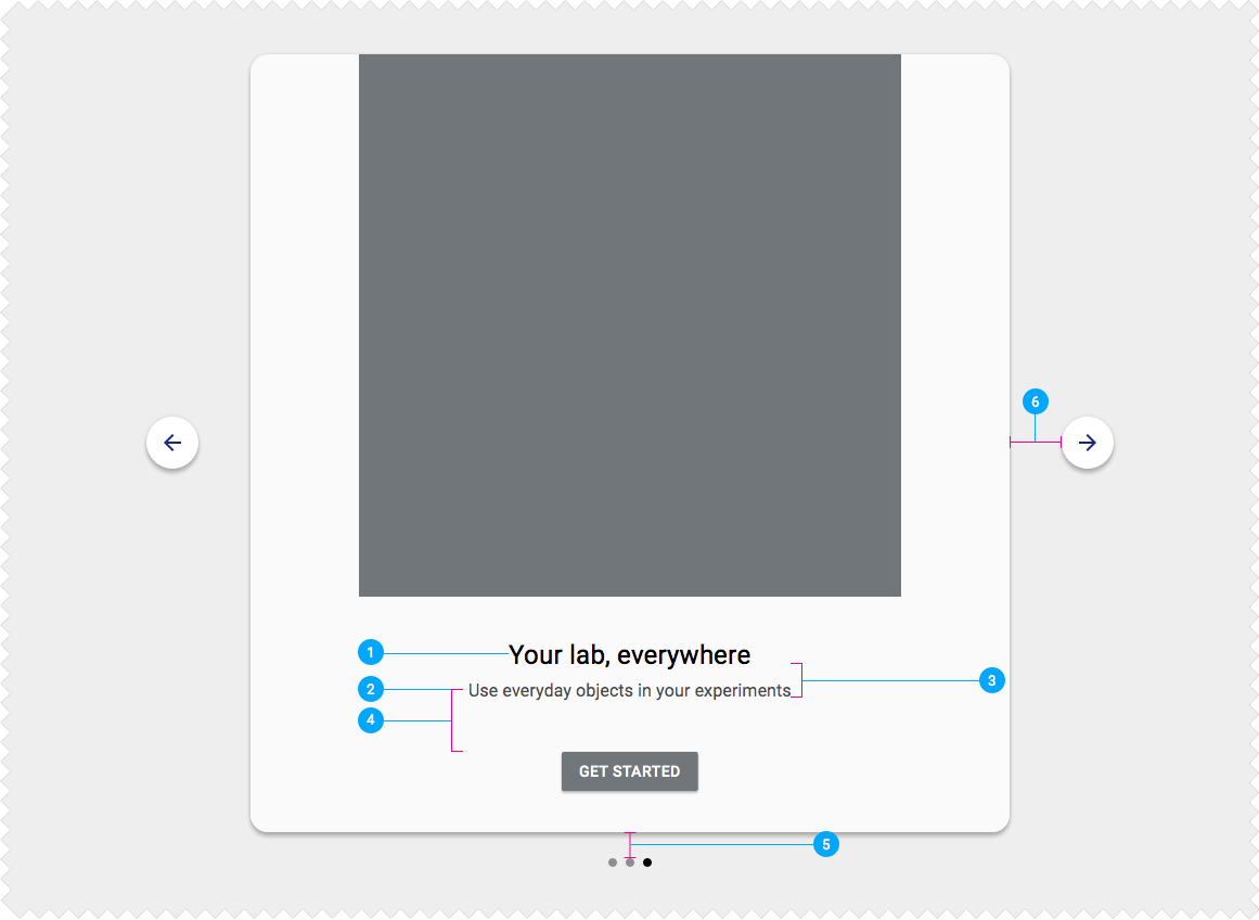 Material Design Desktop Onboarding layout details