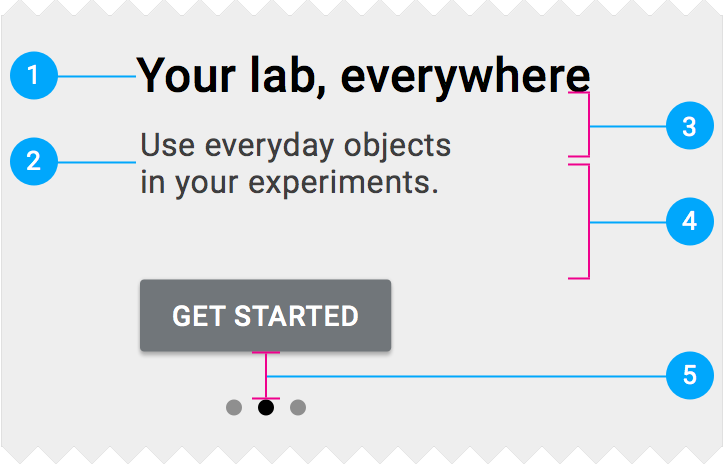 Mobile onboarding with left-aligned UI in Material Design