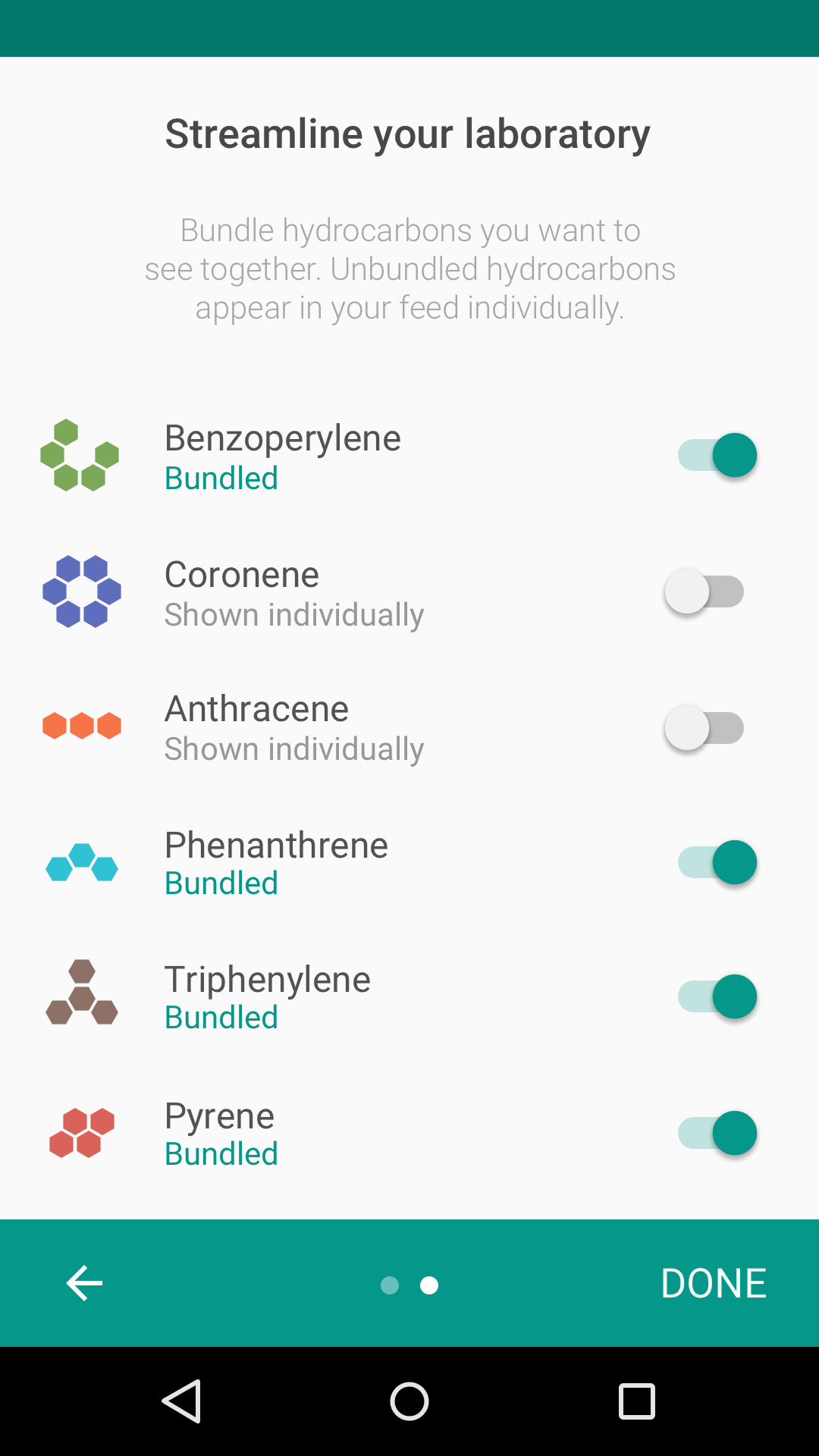 Material Design Onboarding Self-Select Model