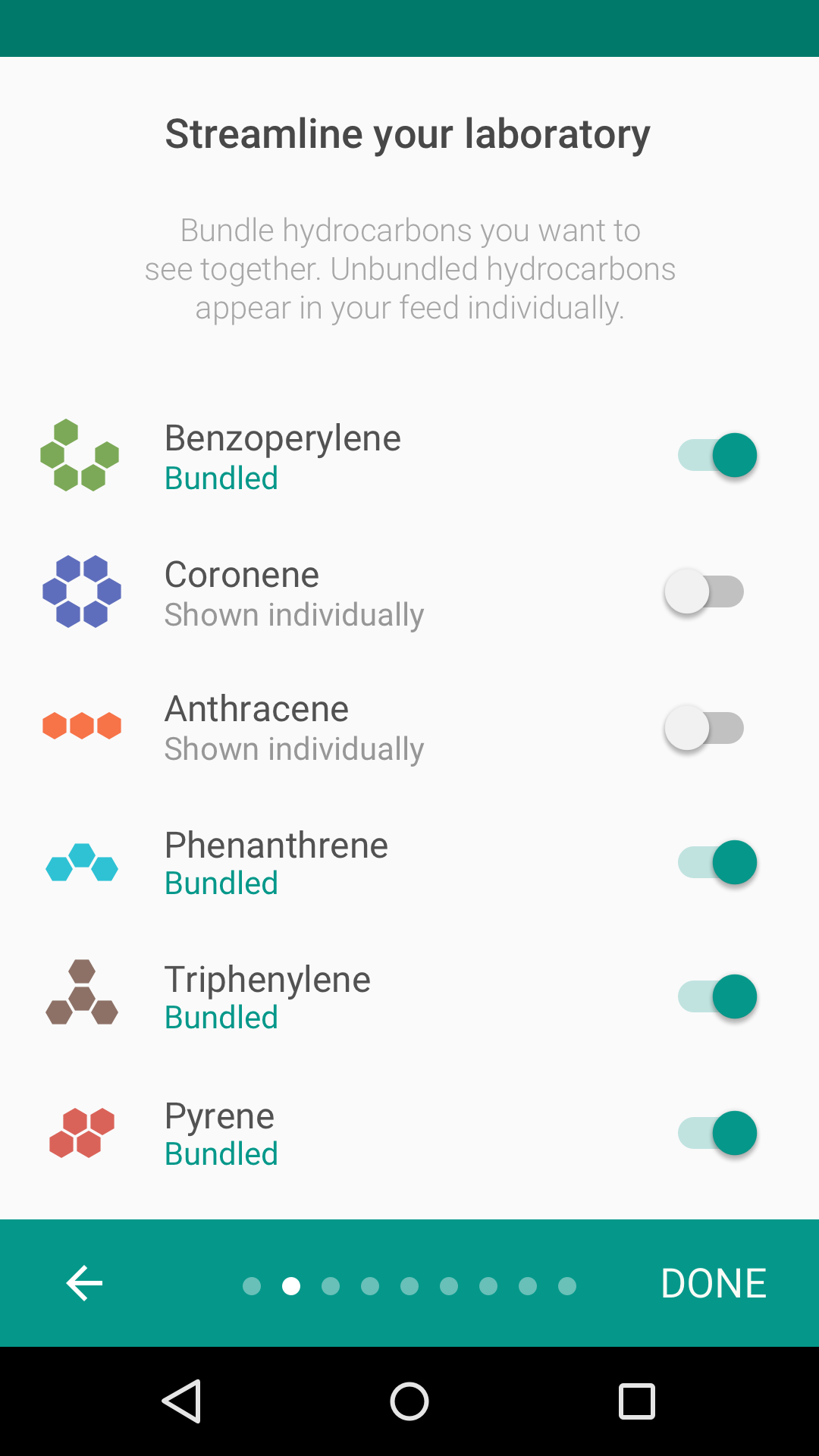 Material Design onboarding with many self-select screens