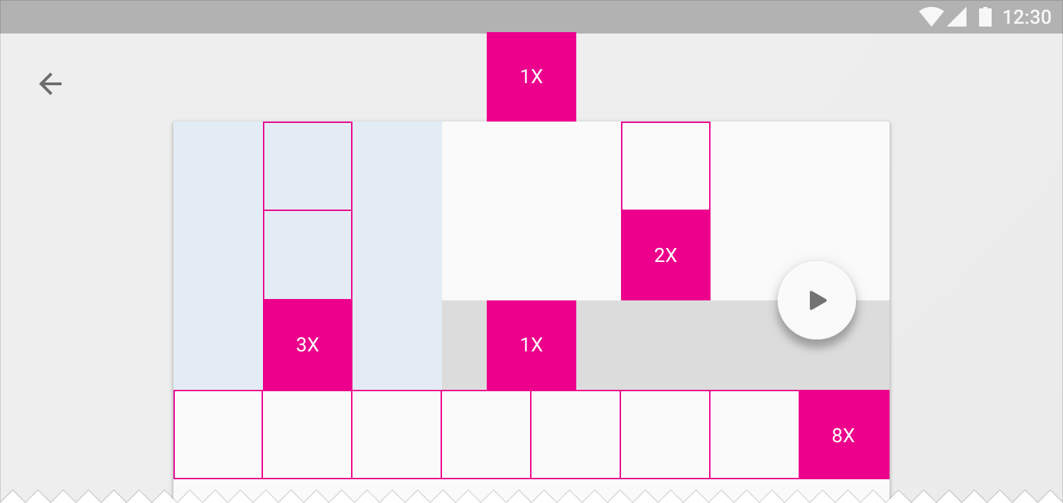 Material Design 中可在多个 UI 元素上使用增量