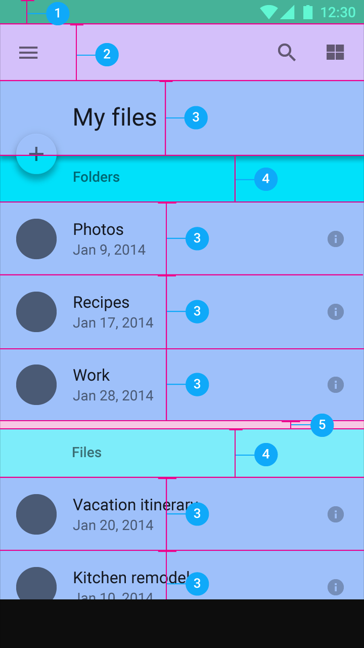 Material Design 中列表的垂直间距