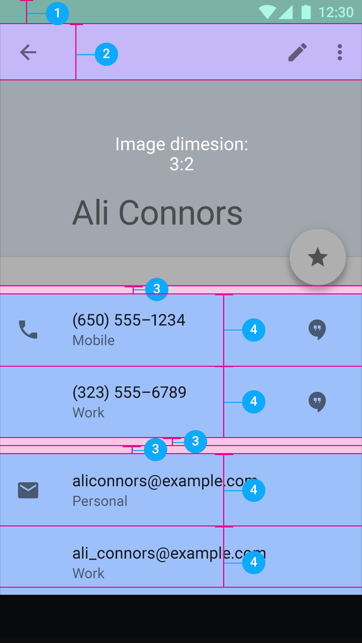 Material Design 中详情视图的垂直间距