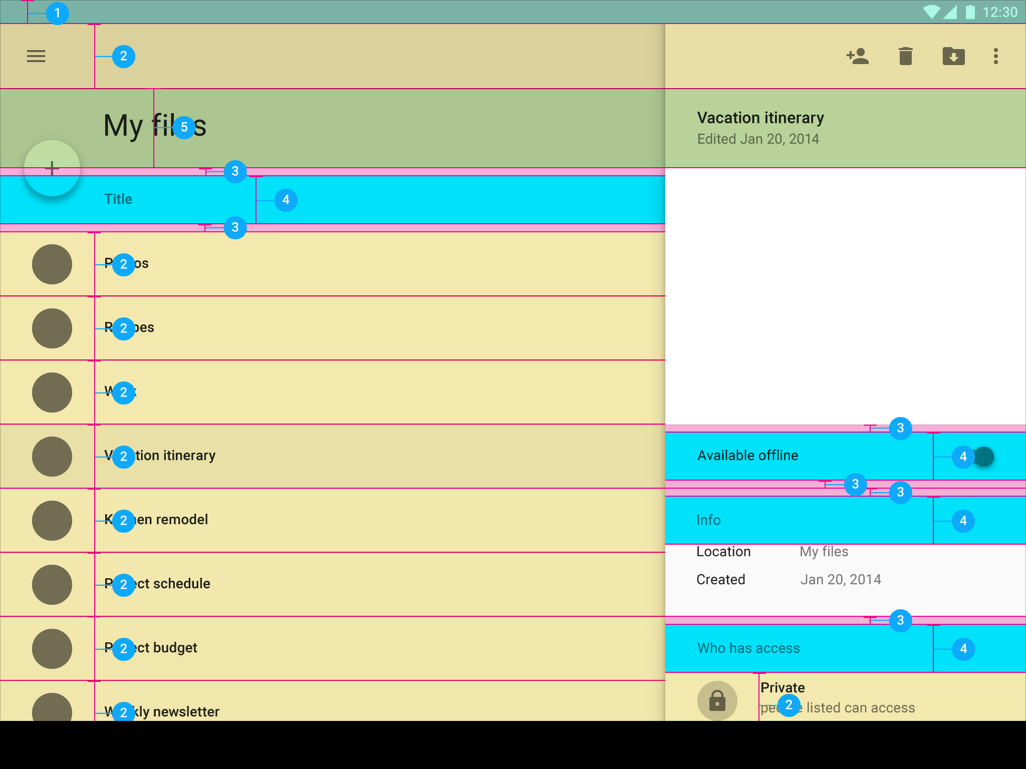Material Design 中带详情视图的列表的垂直间距