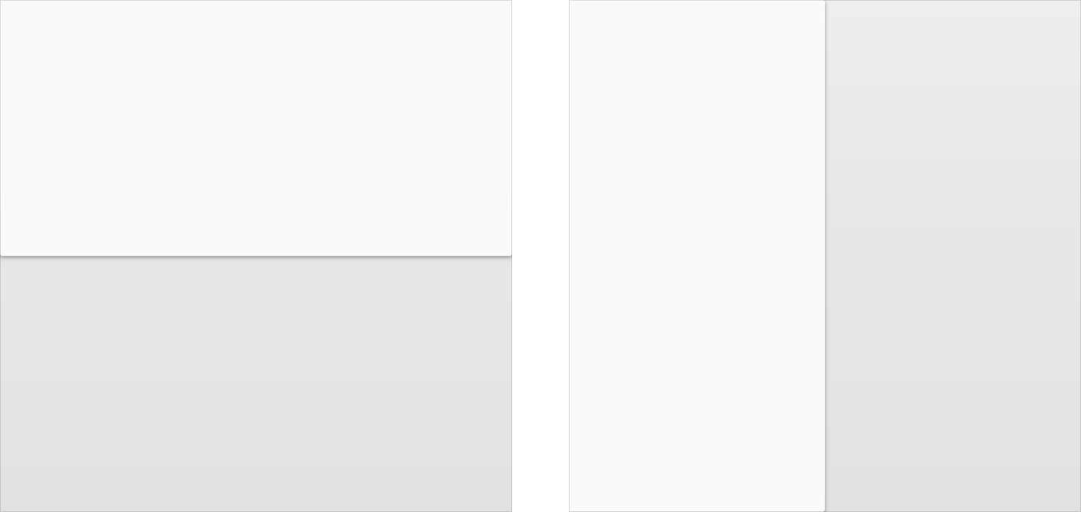 Two sheets of overlapping material in Material Design