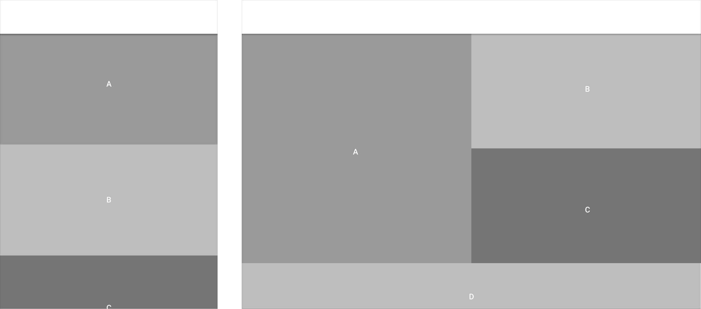 Material Design 中的单列元素可重组为多种组合