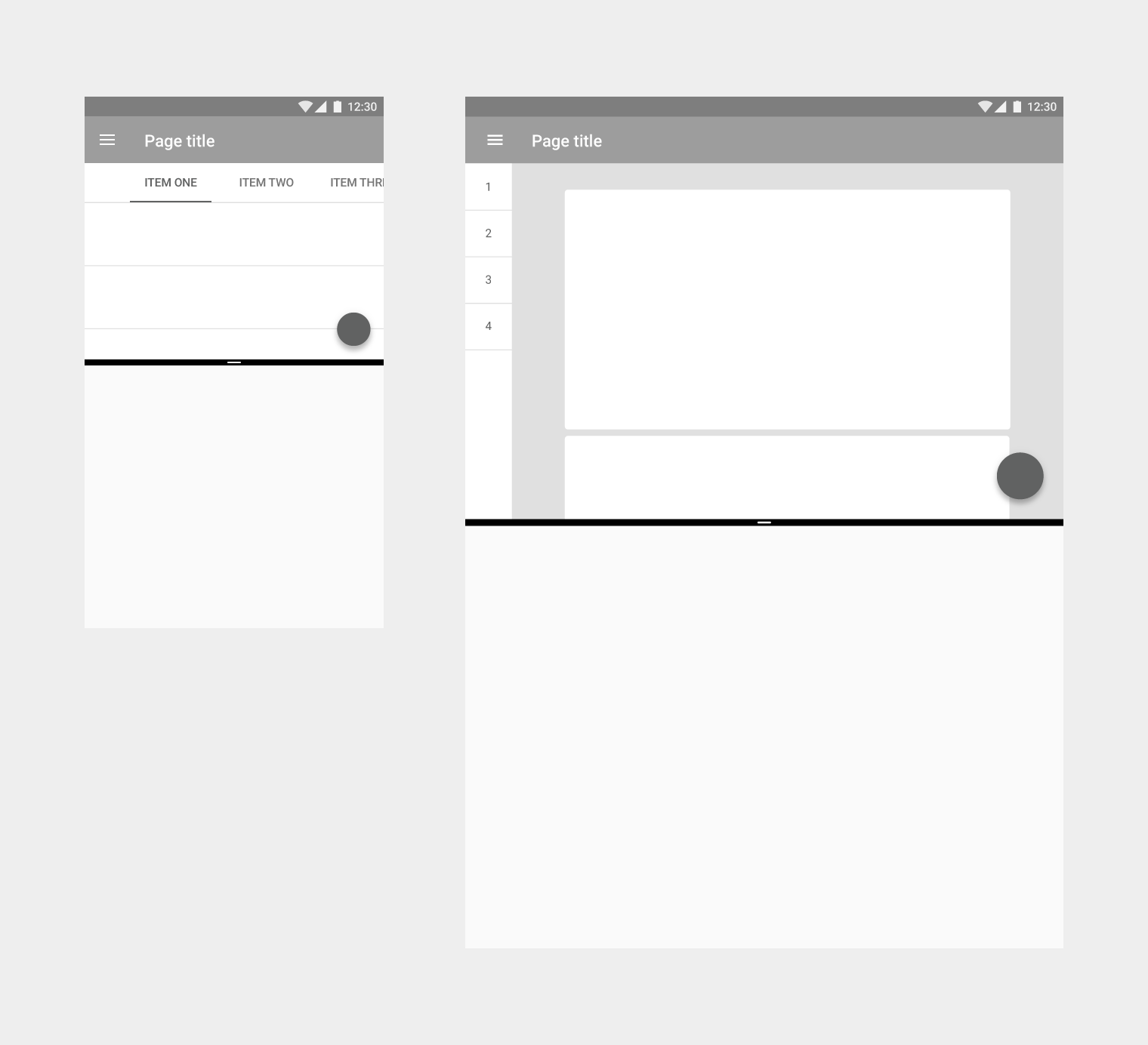 Material Design layouts for mobile and tablet devices