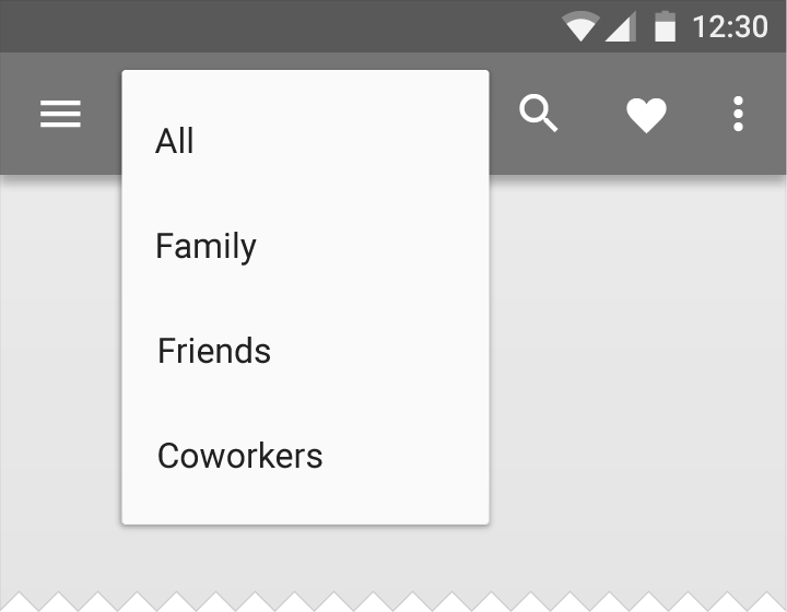 Material Design 中的应用栏菜单示例