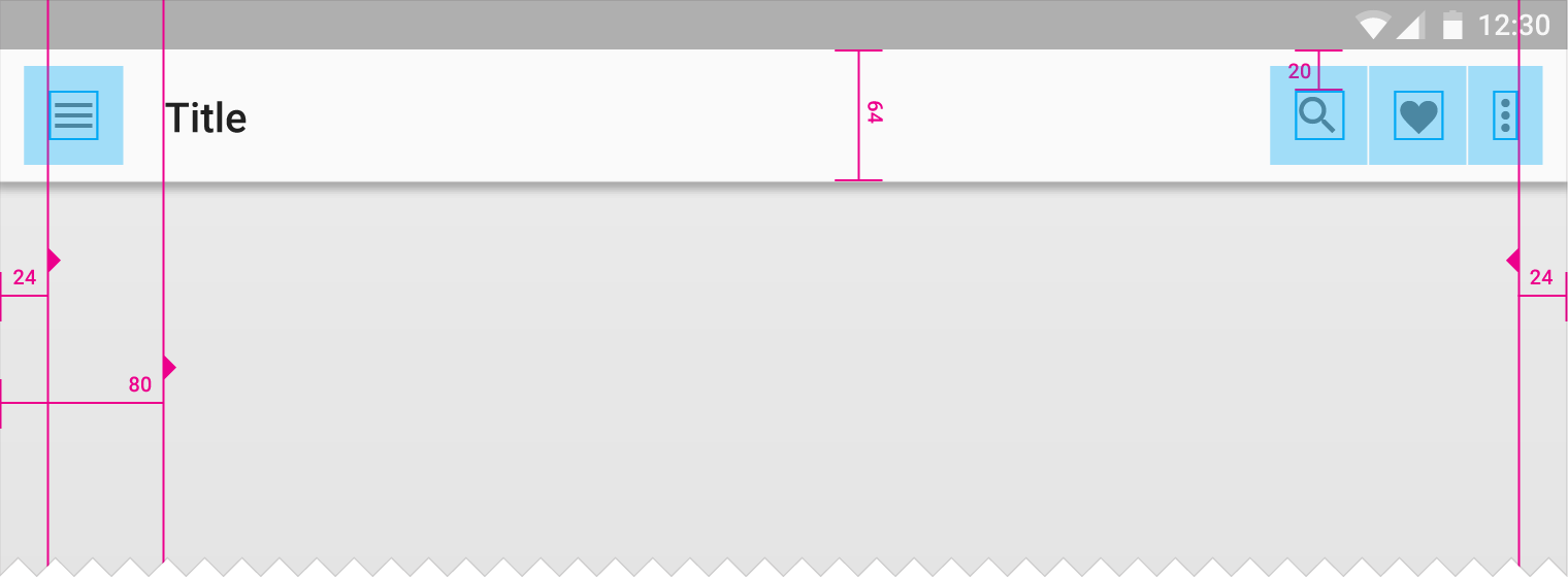 应用栏高度 64dp 决定了 Material Design 的增量基准线