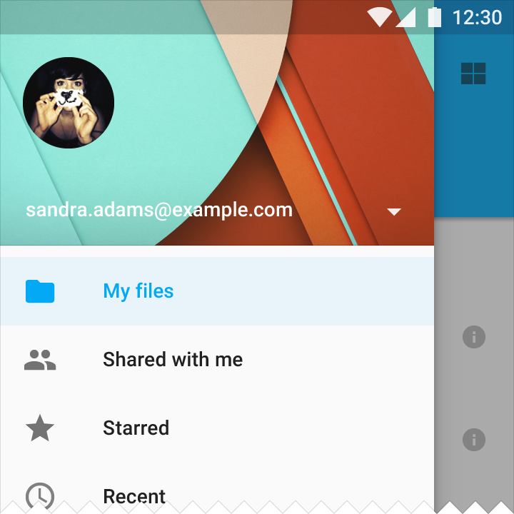Material Design 中的手机端左侧导航