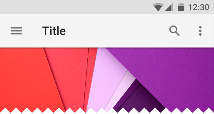 Material Design 中的亮色状态栏，背景为 #E0E0E0