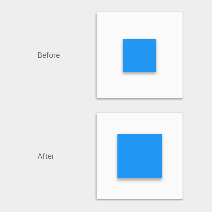 Material Design shadow indicates object shape change