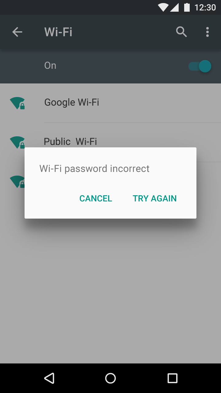 Material Design alert dialog for app error feedback