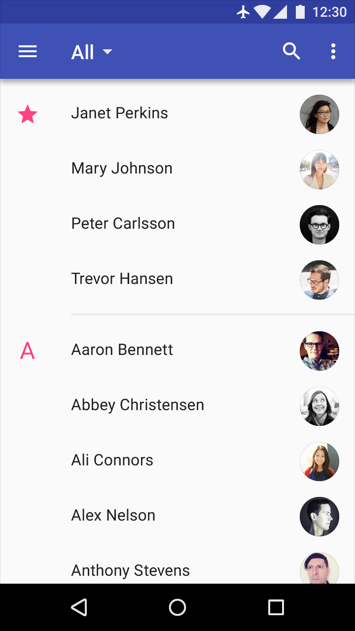 Material Design airplane mode indicator