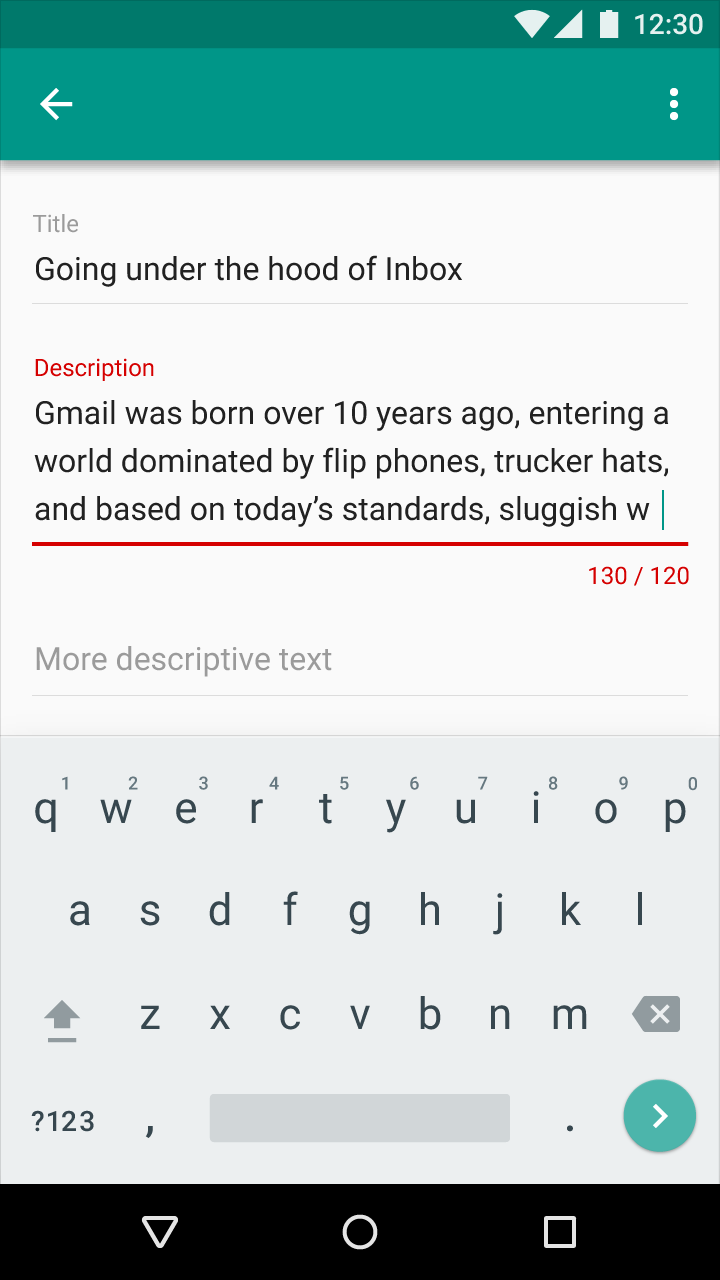 Material Design multi-line input with counter and error