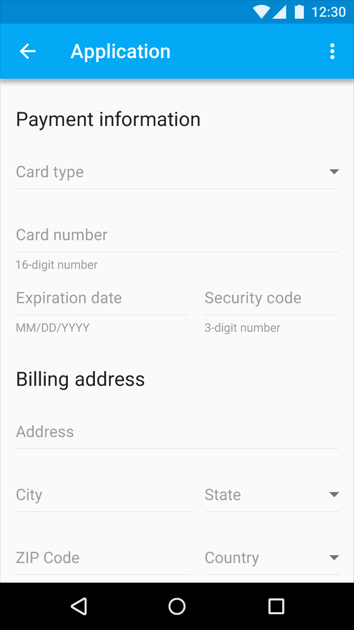 Example with helper text in Material Design