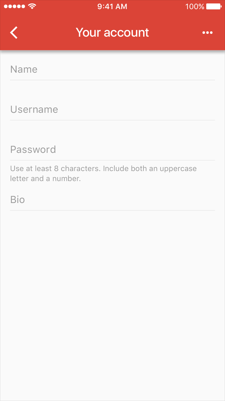 Example with helper text in Material Design