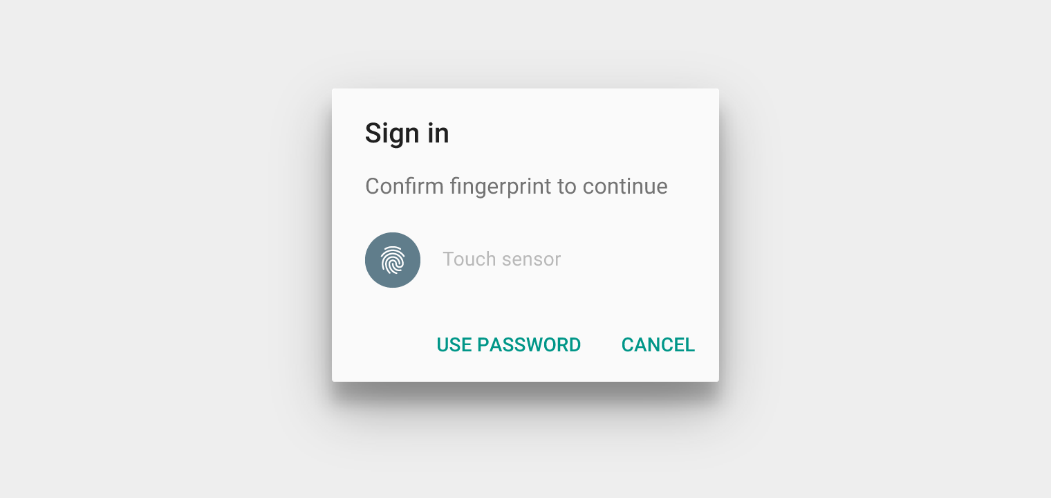 Material Design dialog box with default icon