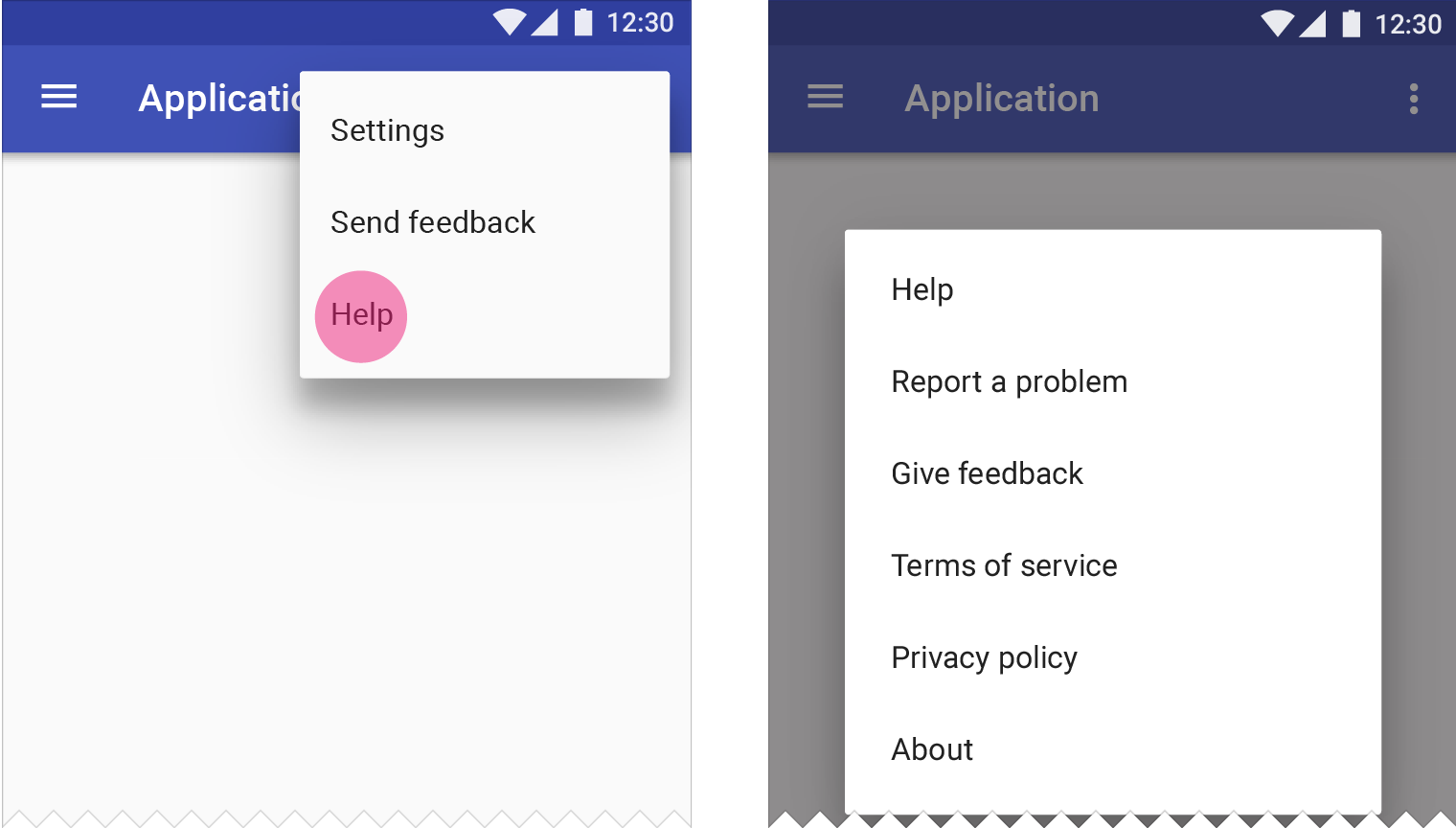 Material Design 中的帮助选项不应重复出现选择界面