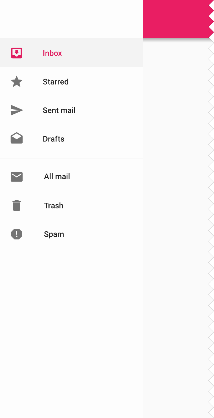 Material Design full-height drawer example
