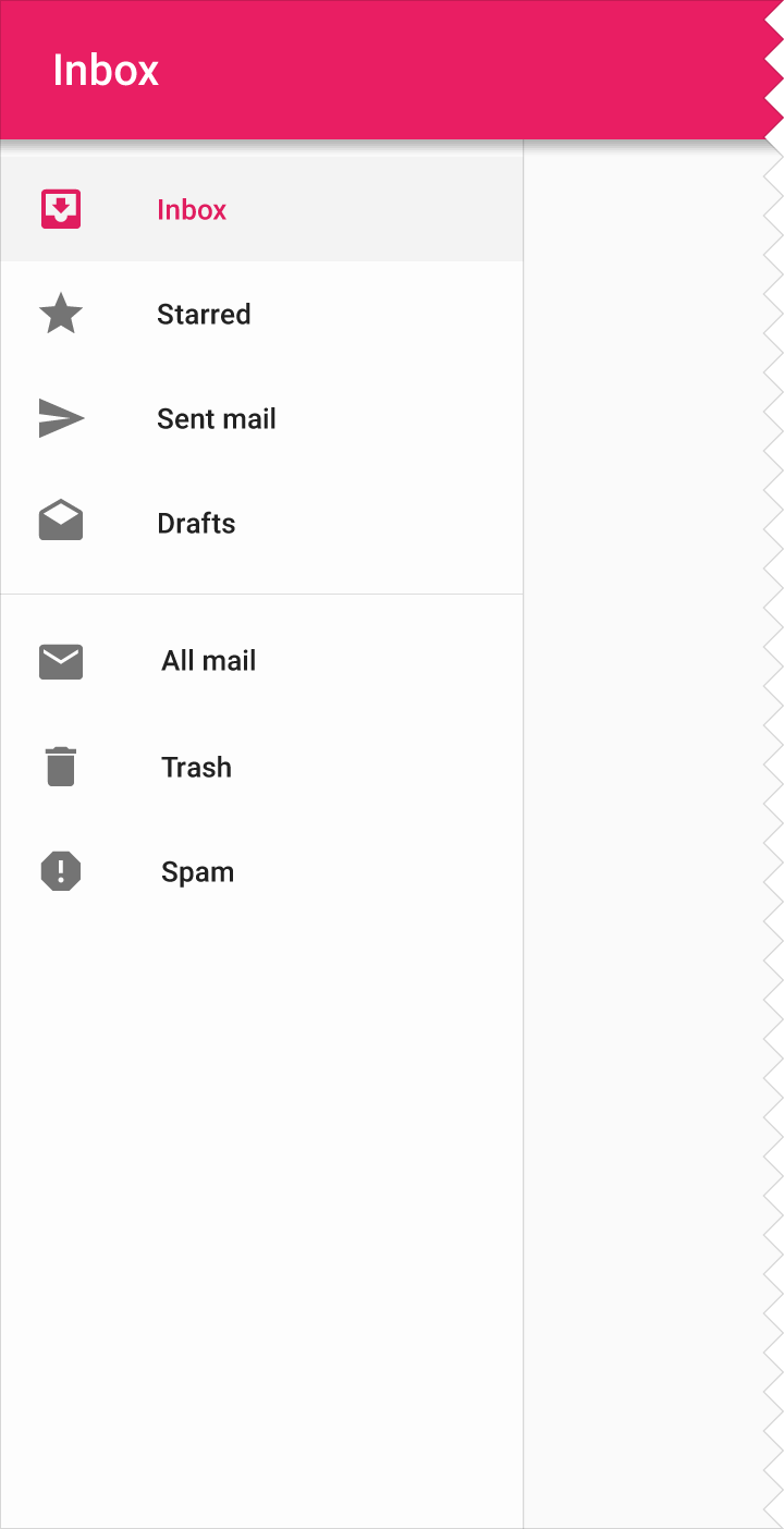 Material Design permanent clipped drawer example