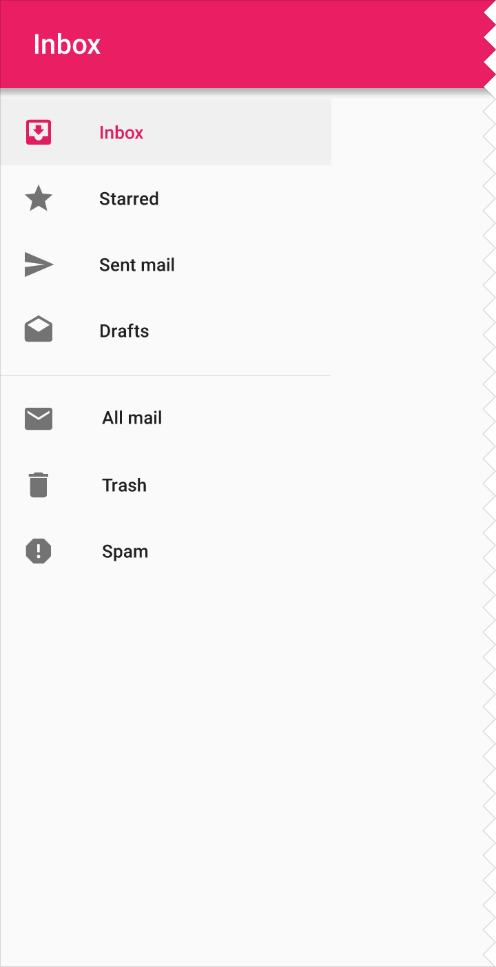 Permanent floating drawer example in Material Design