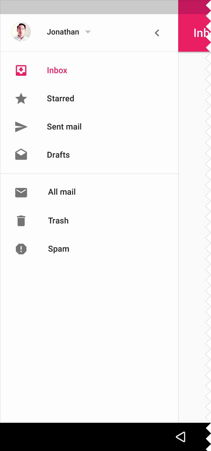 Open persistent drawer example in Material Design