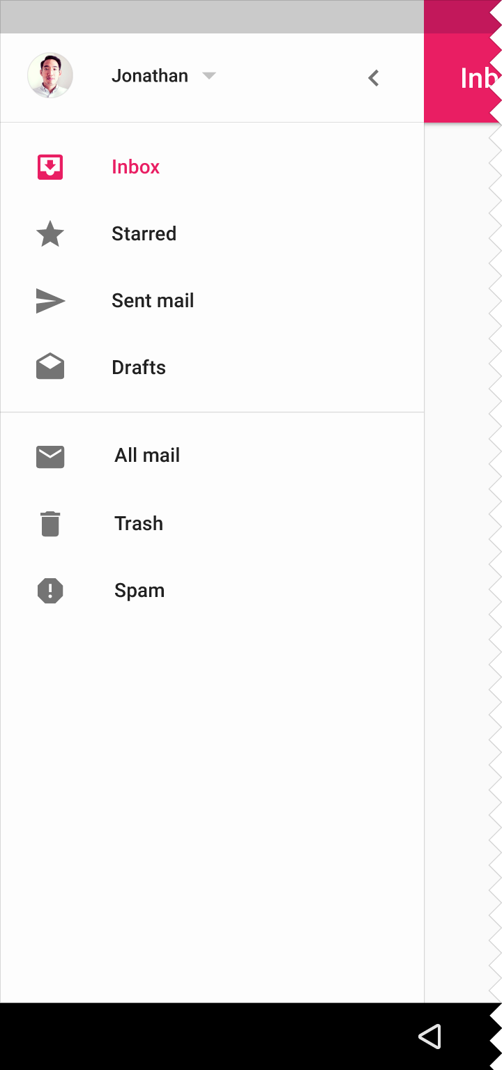 Open persistent drawer example in Material Design